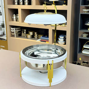 Gold Rectangular Chafing Dish Stainless Steel <b>Roll</b> Top Buffet Food Warmer with Glass Window for Hotel Catering - Product Image 1