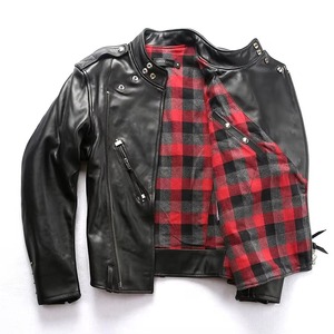 Chaqueta de Invierno para Hombre, Estilo Motero Vintage, de Piel de Oveja Genuina, con Cierre, Cuello Alto, Logotipo Frontal, Forro de Algodón y Tela de Lona - Product Image 2