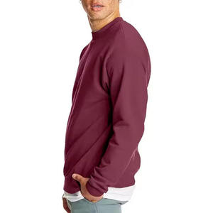 Sweat-shirt à col rond pour homme, couleur bordeaux, coupe classique, 100% coton, tricoté, pull-over décontracté, couleur unie - Product Image 4