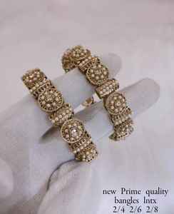 Ensemble de bracelets plaqués or de luxe, cadeau de mariage indien, pour les femmes, à porter lors de fêtes - Product Image 2