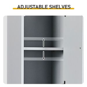 Mueble de Baño de Dos Puertas y Dos Estantes, de Aglomerado Gris con Revestimiento de Melamina, MDF, 30*28*170cm, Moldeado al Vacío para Baños - Product Image 5