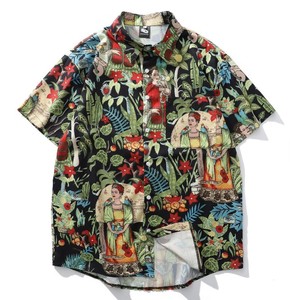 Camisa de Manga Corta con Botones y Estampado Floral para Mujer, Blusa Informal de Primavera/Verano, Corte Regular, Tela Popelina - Product Image 3