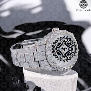 Charm_Jewells Luxury Stainless Steel <b>Watch</b> Round Case 40mm Analog Quartz Sapphire Crystal Hollow Out Design Women Fashion - Product Image 3