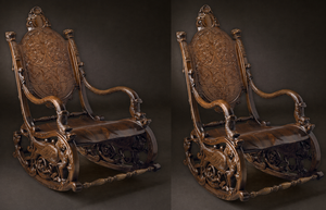 Fauteuils à bascule de style traditionnel brun foncé, aspect réaliste, finition brillante, fauteuil à bascule pour la maison, en bois de teck sculpté, confortable, USA - Product Image 2