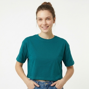 Women T-Shirt Boxy Fit Short Sleeve 100% Cotton Casual Streetwear Wholesale Custom Logo OEM Service Breathable Soft - Product Image 1