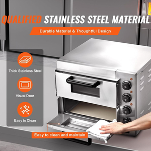 Horno de Pizza Comercial de Doble Capa de 3KW 0-350 ℃   Horno Eléctrico para Pizza con Control Independiente para Restaurante, Cafetería, <span class=keywords><strong>Pizzería</strong></span> - Product Image 2