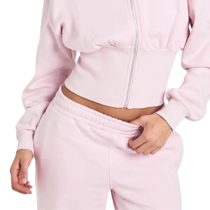 Women Fleece Cropped Full Zip Tracksuit Set Stand Collar <b>Jacket</b> <b>Straight</b> Leg Trousers Relaxed Fit Casual Two Piece Lounge Outfit - Product Image 6