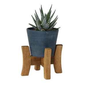 Pot de fleurs en céramique de style nordique avec support en bois, pot de fleurs d'intérieur, porte-plantes moderne minimaliste pour la décoration de la maison et du bureau - Product Image 1