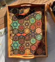 Nouveau Plateau de Service Suspendu en Bois Gravé, Design Écologique, Finition Bois Durable, Outils de Petit-Déjeuner, Cuisine, Maison, Ramadan, Diwali