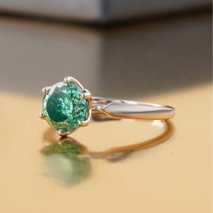 2.00 CT Fancy Green Portuguese Cut Lab Grown Diamond <b>Ring</b> 14K <b>Gold</b> <b>Cocktail</b> Statement Fashionable <b>Rings</b> - Product Image 2