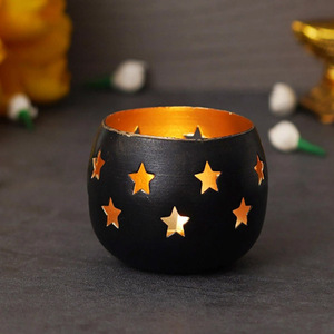 Valar Glass <b>Hurricane</b> tealight <b>Candle</b> Holders with Metal Stand Gold Brass <b>Candle</b> Stand With Geometric Design Heat Resistant - Product Image 3
