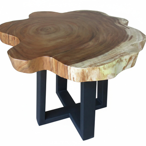 Organic Suar Wood High Quality Eco-Friendly Minimalist <b>Adjustable</b> <b>Height</b> Coffee <b>Table</b> Slice <b>Table</b> X Metal Frame Interior Decor - Product Image 1