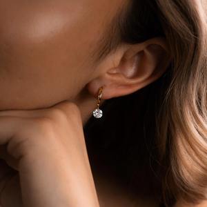 Pendientes de Diamantes Genuinos Certificados, Diseño Minimalista, Joyería Fina para Mujer, Uso Diario, Regalo Disponible al Mejor Precio - Product Image 3