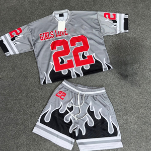 Ensemble short et maillot respirant en mesh personnalisé pour homme, streetwear uni 300g, sportif, été, ensemble deux pièces assorti pour le basketball - Product Image 1