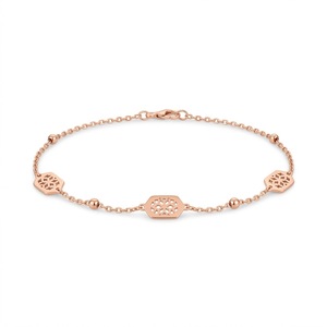 Gold Plated Minimalist <b>Bracelet</b> with Freshwater Pearl Asscher Cut Diamonds Hexagon Links & Chain Design for Everyday Wear - Product Image 4
