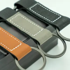 Llaveros de cuero PU grabables con láser, portátiles, con gancho de seguridad, impresos en metal de aleación de zinc - Product Image 3