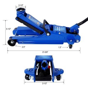 Martinetto idraulico da officina per impieghi gravosi da 2,5 tonnellate, a basso profilo, in acciaio, con pompa a pistone singolo, gamma di sollevamento 37 cm, per auto - Product Image 4
