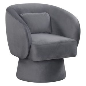 Poltrona Girevole a 360 Gradi con Capacità di 180 kg, Rivestimento in Peluche, Cuscino Lombare, Ecologica, Grigia, per Hotel - Product Image 3