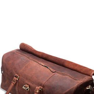 Bolsa de Viaje de Alta Calidad, 100% Cuero Genuino, Lujosa, Deportiva, Resistente, Portátil, Impermeable, Marrón, con Doble Asa y Cierre de Cremallera - Product Image 2
