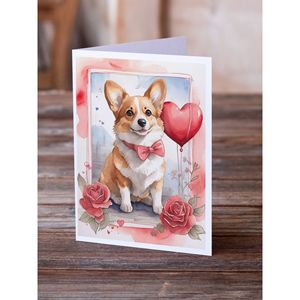Corgi Valentine Roses lunatique A7 taille 5x7 cartes vierges paquet de 8 cartes de voeux vierges avec enveloppes - Product Image 2