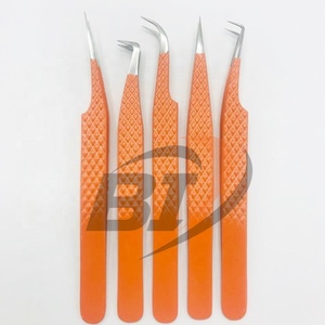 Pinzas Profesionales para Pestañas Beautivia International Diamond Grip, Agarre Fuerte, Logotipo Personalizado, Color Naranja, Recubrimiento de Acero Inoxidable - Product Image 5