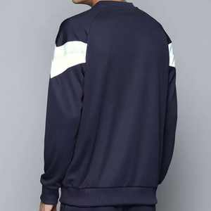 Sweat-shirt à col rond pour homme, bleu marine et blanc, à panneaux chevron, manches longues, pull décontracté, vêtements d'automne et d'hiver - Product Image 3