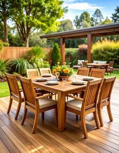 Chaises de jardin d'extérieur, chaises en bois pour patio, fauteuils avec assise rembourrée pour terrasse, cour et espace repas - Product Image 2