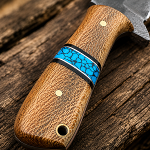 Cuchillo Skinner Hecho a Mano Personalizado de Fabricación Industrial Edge Master, Mango de Madera y Resina, Hoja Fija de Acero D2, Funda de Cuero - Product Image 4
