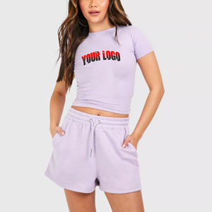 Ensemble T-shirt et short en dentelle 100 % coton pour femme, coupe oversize, au-dessus du genou, idéal pour l'été, décontracté, haute qualité, vente chaude - Product Image 6