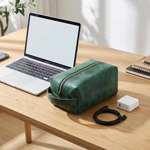 Genuine Leather Toiletry Bag <b>Mens</b> Dopp <b>Kit</b> Travel Wash Bag <b>Shaving</b> <b>Kit</b> Pouch Waterproof Lining Bulk Factory TYG-0215 - Product Image 4