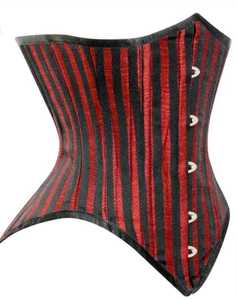 <b>Women</b> Red Black Striped <b>Corset</b> Firm Control Under Bust <b>Corset</b> Hook-and-Eye Design Breathable Shapewear Adult Size Standard - Product Image 2