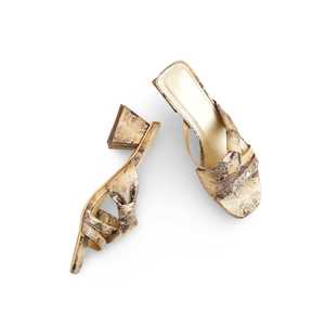 Golden Formal <b>Heeled</b> Sandals FR8331 <b>Slipper</b> - Product Image 1