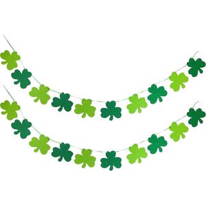 Decorazioni per la festa di San Patrizio, ghirlanda portafortuna irlandese con trifogli, striscione in feltro con trifogli. - Product Image 2