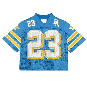 Maillot de football vintage personnalisé en maille, col en V oversize, manches trois-quarts, unisexe, streetwear, rétro, hip-hop, sport, OEM - Product Image 1