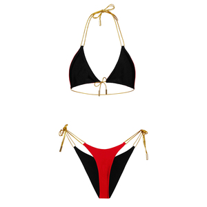 Ensemble de bikini triangle pour femme avec logo personnalisé, style streetwear, bretelles réglables, maillot de bain deux pièces, fabricant, vente en gros - Product Image 6