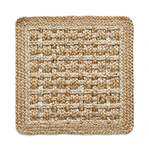 Alfombra de Yute Cuadrada Tejida a Mano, Antideslizante, de Pelo Largo, Estilo Bohemio, para Sala de Estar, Exportación desde BD - Product Image 6