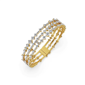 Bracelet tennis de luxe pour femme en or jaune et diamants, design géométrique, taille brillant rond, pour usage quotidien - Product Image 1