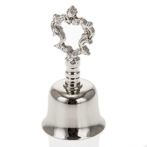 Campana de Mano Metálica Tradicional Clásica con Asa Ornamentada, Acabado en Níquel Decorativo, Ecológica, Duradera, para Uso en Iglesias y Hogares, Artesanía - Product Image 1