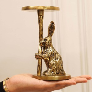 Porte-bougie en aluminium en forme de lapin, fait main, durable, écologique, résistant à la chaleur, décoration pour la maison, utilisation de Pâques - Product Image 3