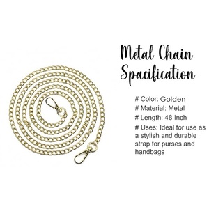 OEM Wholesale Aluminum Metal 48 Inch Golden Chain Removable Shoulder Strap Bulk Luxury Bag Chain <b>Accessory</b> for <b>Handbags</b> & Purses - Product Image 2