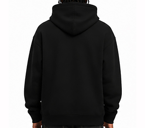 Sweat à capuche zippé noir pour homme, en molleton de coton premium, style streetwear hiver, chaud et tendance, pour un usage décontracté - Product Image 2