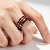 Bague en carbure de tungstène noir avec incrustation de bois pour femmes et hommes, alliance confortable, bijou de fiançailles et de promesse