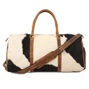 Bolsa de Viaje de Cuero Vacuno Premium con Pelo, Bolsa de Lona para Fin de Semana, Equipaje de Mano, Personalizable OEM, Venta al por Mayor LHTB-0087 - Product Image 2