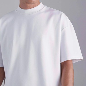 Men Oversized White Cotton T-Shirt Short Sleeve O-Neck Casual Jersey Plain Dyed Solid Color Blank Design - Product Image 3