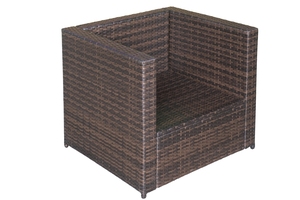 SF00001 Modern Garden Rattan <b>Cane</b> Wicker Steel Tempered Glass Polyester Cushion One Seat Outdoor Furniture <b>Sofa</b> for Villa Hotel - Product Image 6