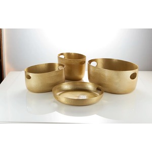 Cubo de hielo dorado martillado con asas para enfriar botellas, ideal para hoteles, restaurantes, bares y fiestas. - Product Image 1