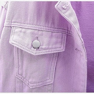 Vestes en jean personnalisées avec broderie sur toute la surface Veste en jean pour femmes Logo personnalisé avec broderie florale Vestes en jean véritable - Product Image 4