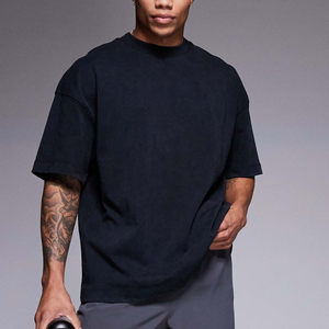 เสื้อยืดผู้ชาย ผ้าฝ้าย 100% รับออกแบบโลโก้ คุณภาพระดับพรีเมียม คอกลม ทรงโอเวอร์ไซส์ ไหล่ตก สไตล์สตรีทแวร์ เสื้อยืดเปล่าสำหรับผู้ชาย - Product Image 1