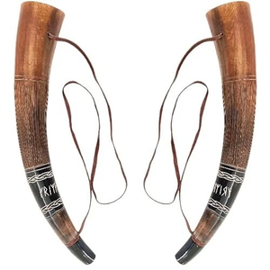 Cuerno Natural Ecológico Pulido para Beber Estilo Vikingo con Soporte de Cuero Feng Shui - Product Image 3