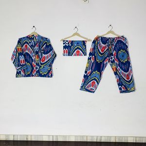 Conjunto de Pijama de Algodón de Pantalón Largo de Gran Venta - Ropa de Dormir de Algodón, Pijama y Ropa de Estar por Casa Bohemio de Verano para Mujer, Regalo - Product Image 1